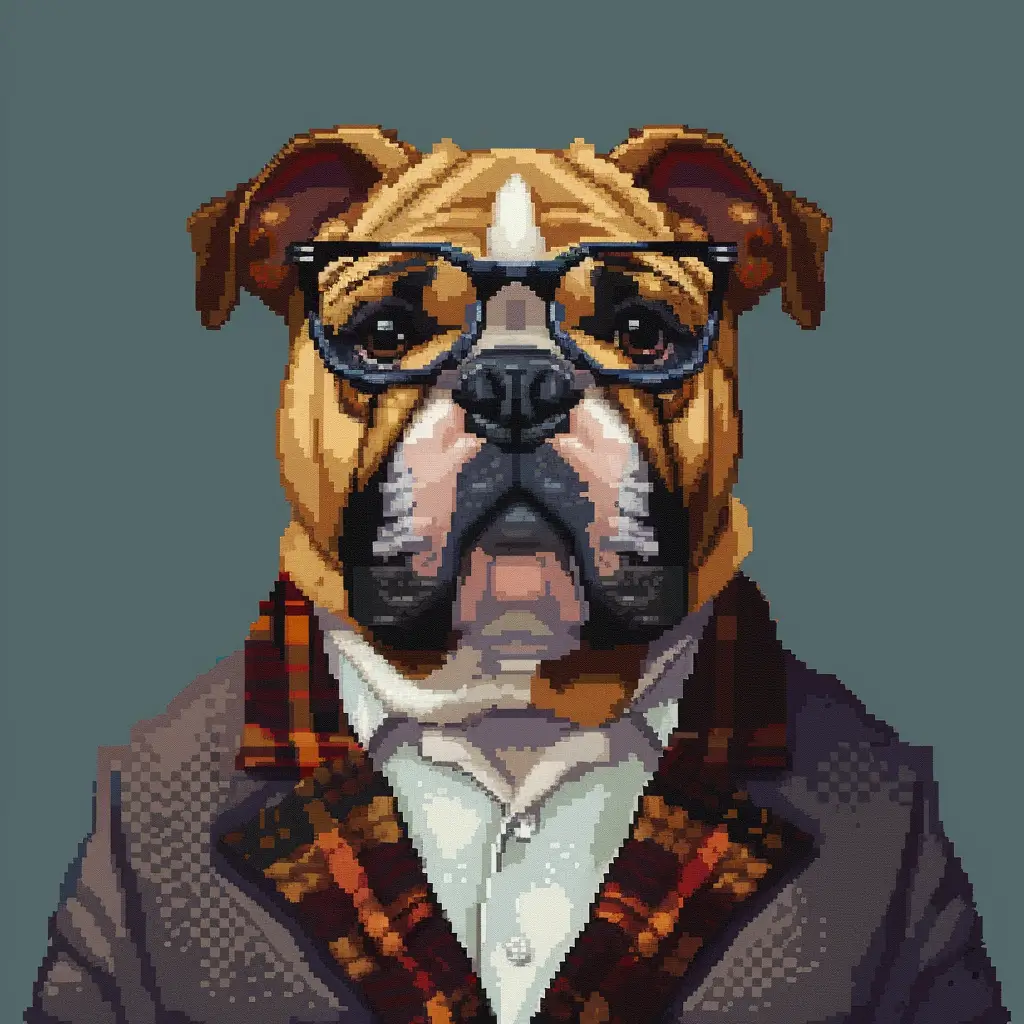 A screenshot of Free Avatar: Bulldog Civil Engineer in 8-Bit Pixel Style