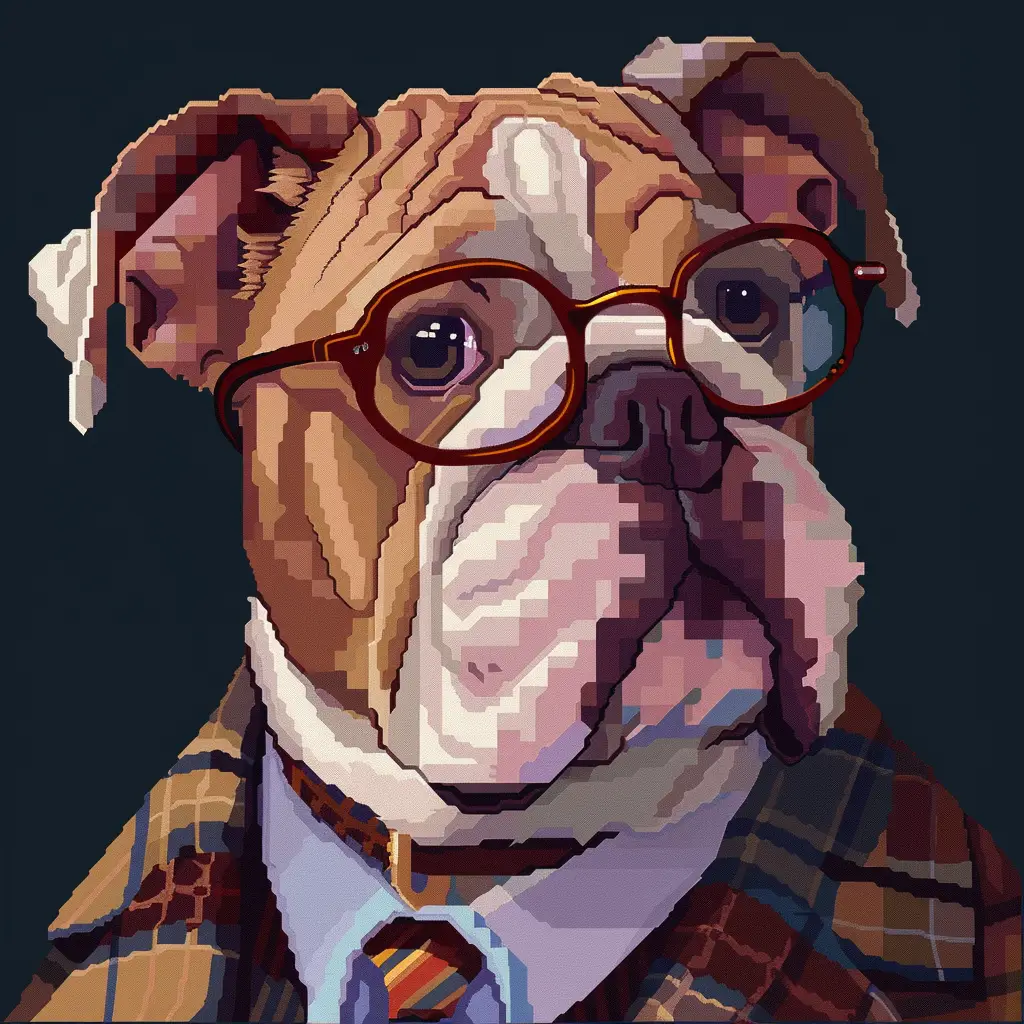 A screenshot of Free Avatar: Bulldog Civil Engineer 8-Bit Pixel Avatar